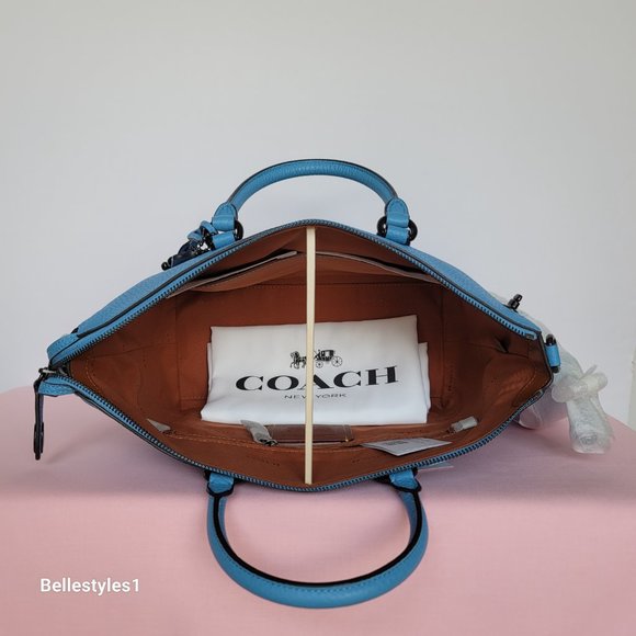 COACH Cara Pebbled Leather Satchel -Pool Color ⭐ - Picture 12 of 16